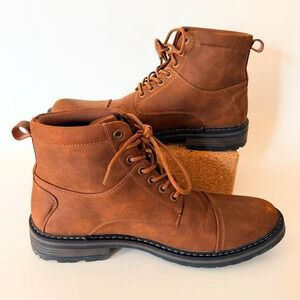 PERRY ELLIS Redding Boots Brown US 8.5 EU 42 Casual Lace Up Hipster Cap Toe